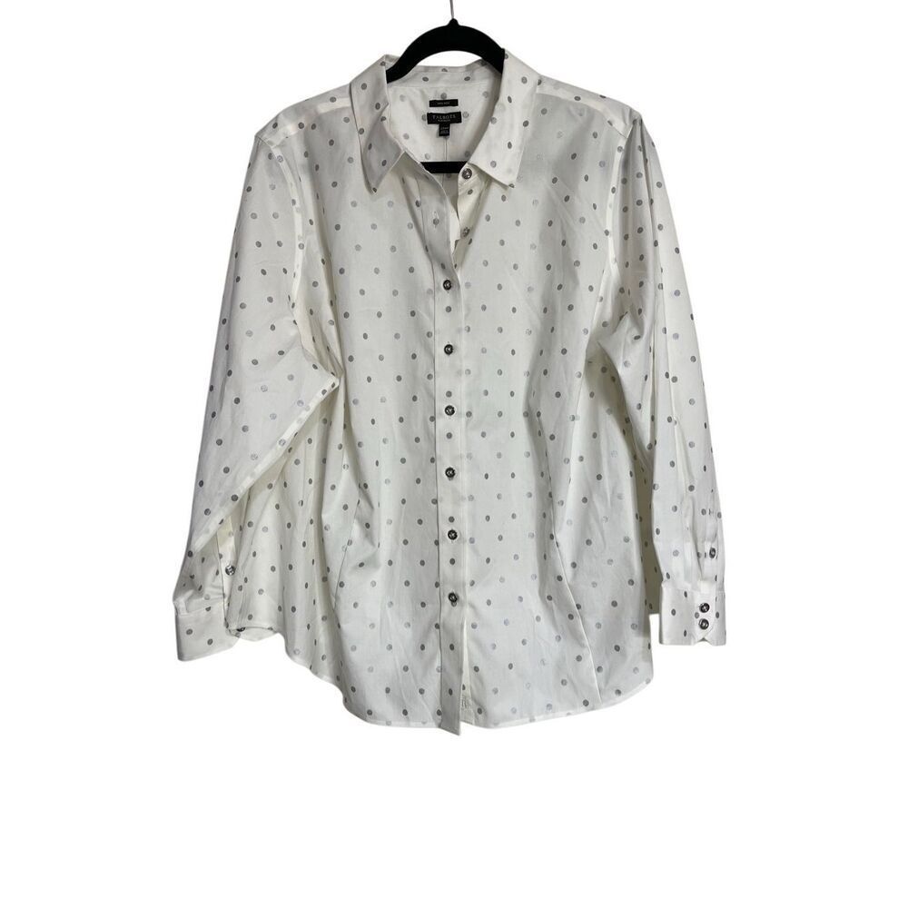 Talbots Shirt Womens Size 22WP‎ Silver White Non-Iron Button Up Long Sleeve NWT